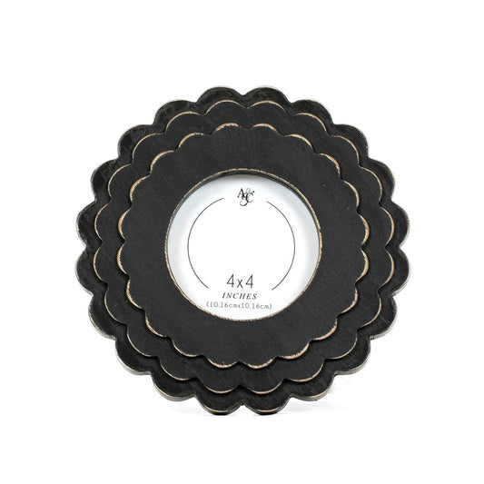 BLACK WOOD SCALLOPED FRAME