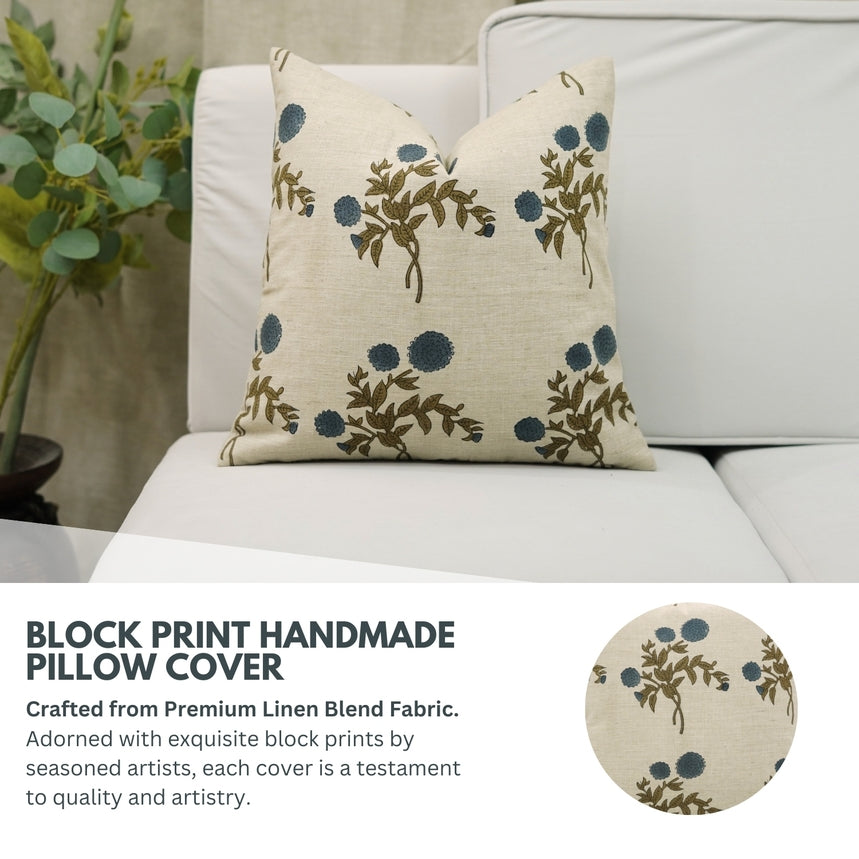 GULAB BLOCK PRINT LINEN PILLOW