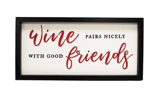 WOODEN WINE WITH FRIENDS SIGN