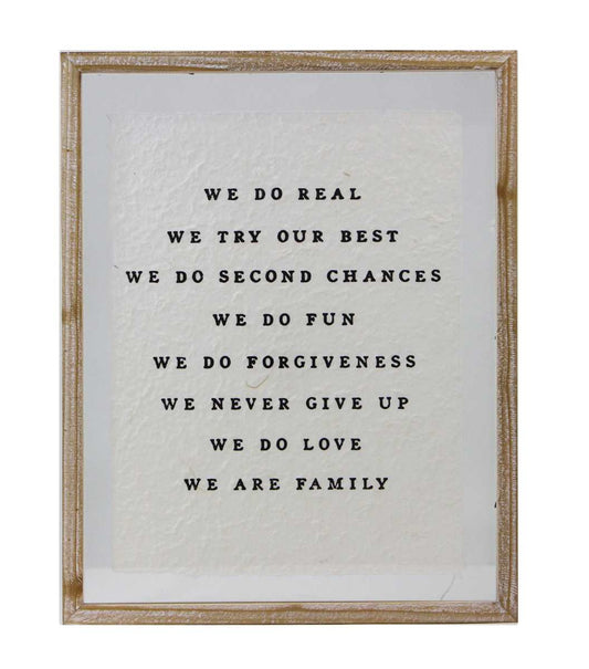 WE ARE FAMILY GLASS FRAMED PLAQUE