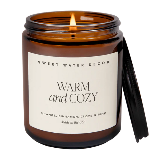 WARM AND COZY AMBER GLASS JAR