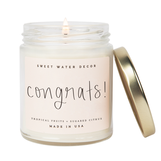 CONGRATS CLEAR GLASS JAR CANDLE