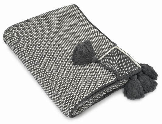 CHARCOAL AND IVORY COTTON THROW