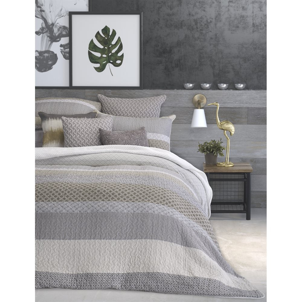 EVAN GREY AND TAUPE QUILT