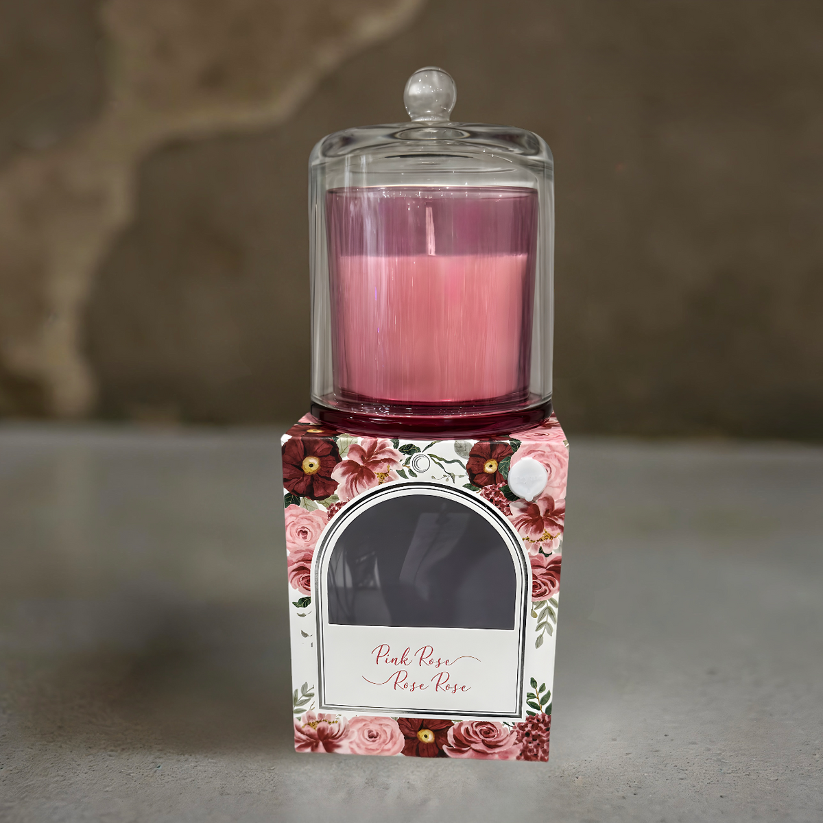 PINK ROSE CANDLE W/ BELL COVER