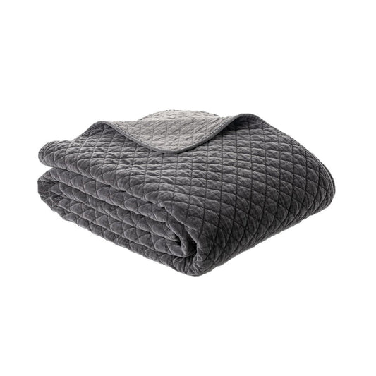 DOVE GREY VELVET BED SCARF