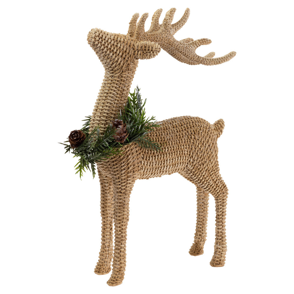 BASKET WEAVE DEER W/ WREATH