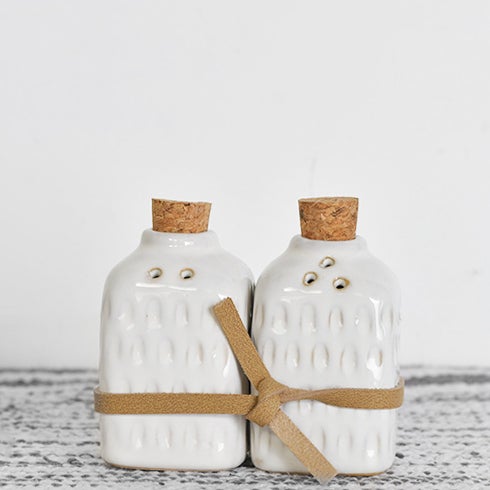 S/2 GLAZED SALT AND PEPPER SHAKERS