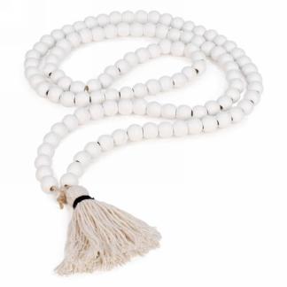 WHITE BEAD GARLAND W/ TASSEL