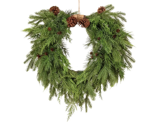 26" EVERGREEN HEART WREATH