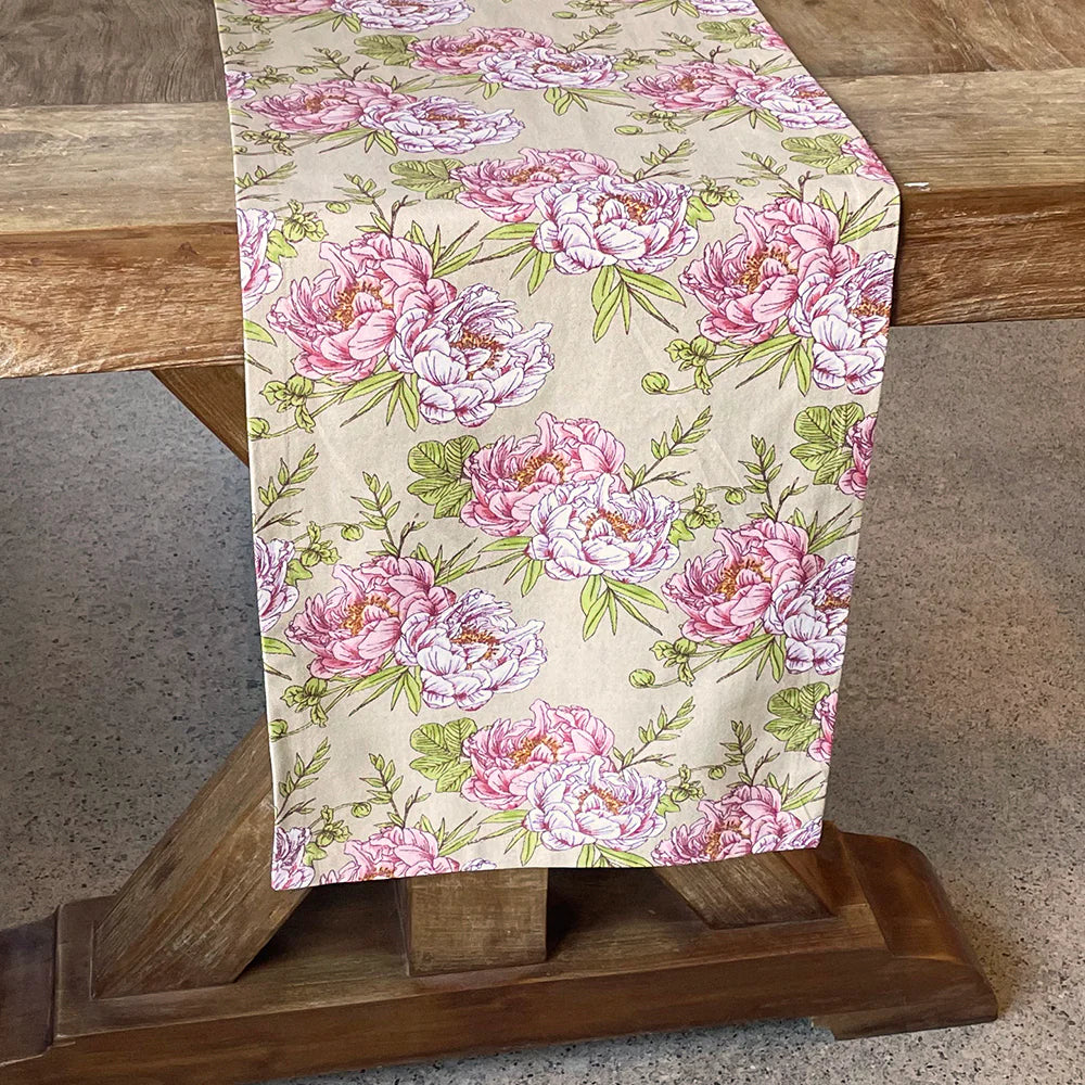 TEA STAIN PEONY TABLE LINEN