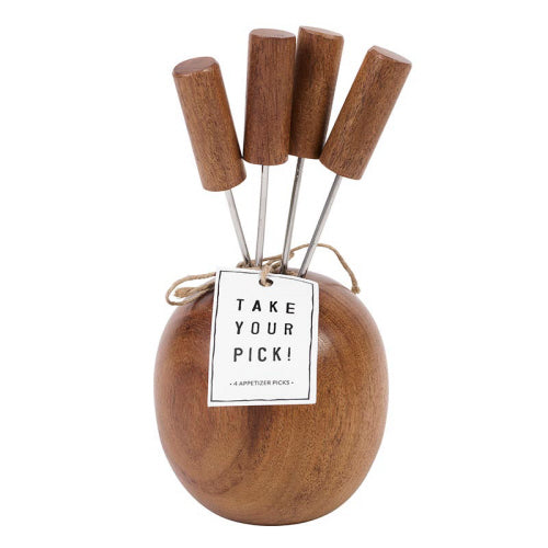 WOODEN CHARCUTERIE APP PICKS S/4