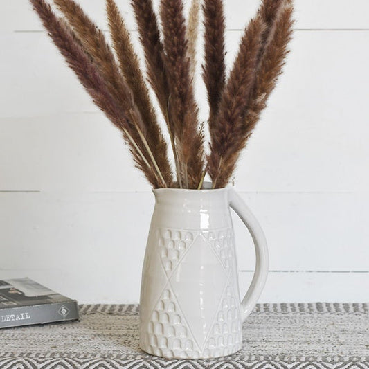 8.5" WHITE DIAMOND PATTERN VASE