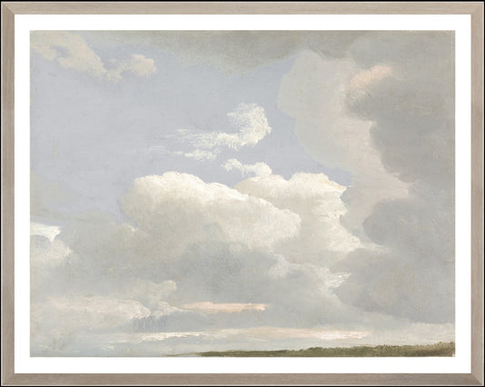 CLOUD STUDY C. 1800 GLASS FRAMED ART