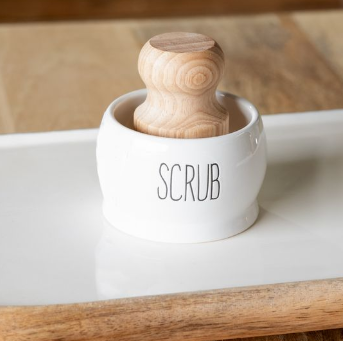 CERAMIC SCRUB HOLDER W/ BRUSH