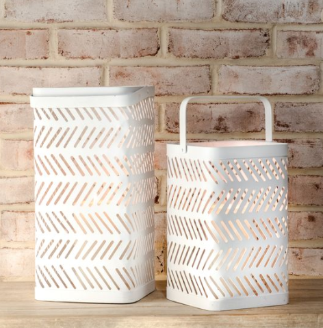 WHITE TIN CUTOUT LANTERNS