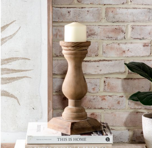 WOOD PILLAR CANDLE HOLDER