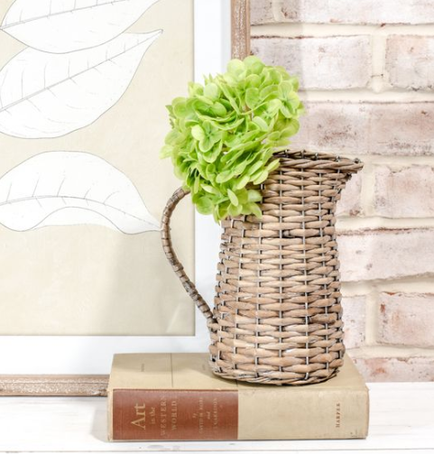 8" WICKER PITCHER VASE