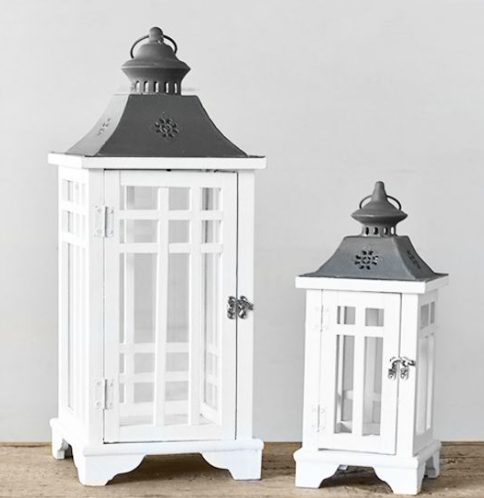 WHITE WOODEN LANTERN