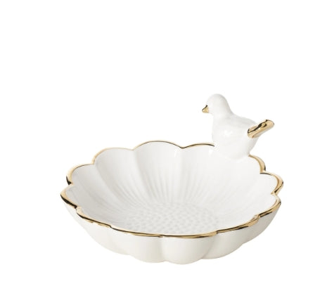 PERCHED BIRD CERAMIC BOWL
