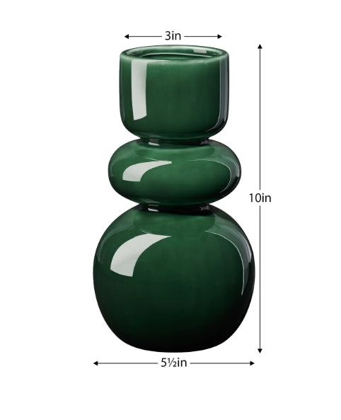 TALL GREEN CYLINDER CERAMIC VASE