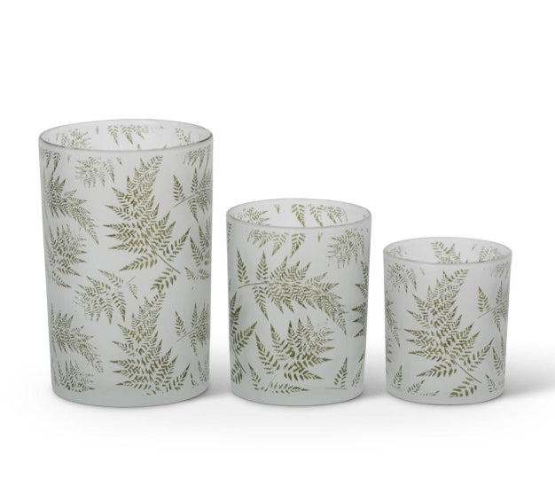 FERN ETCHED FROSTED GLASS VOTIVES