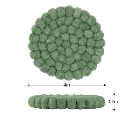 SAGE GREEN WOOL COASTERS