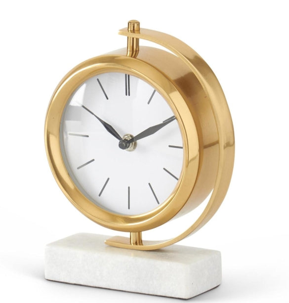 GOLD CLOCK W/ MARBLE BASE