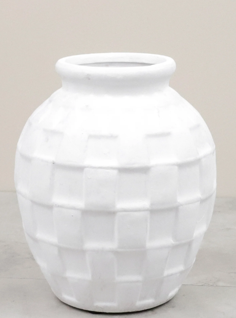 8.25" WHITE BLOCK VASE