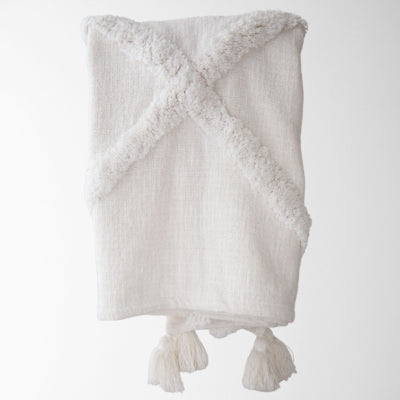 SHAG TUFTED THROW - WHITE
