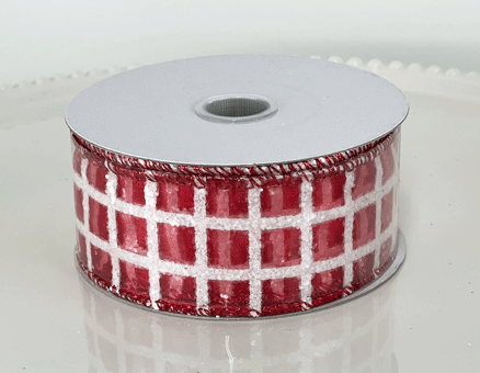 RED SILVER/WHITE CHECKERED RIBBON