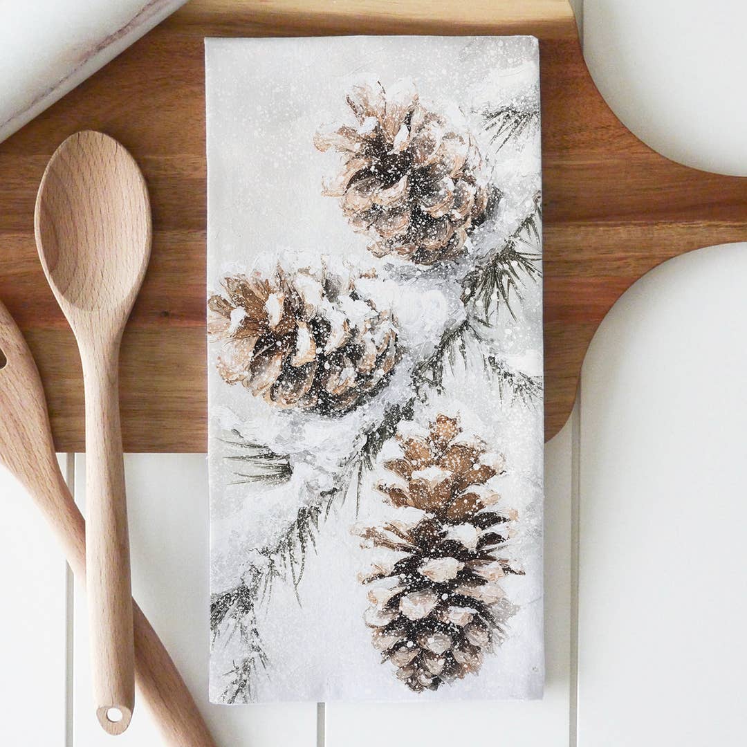 WINTER PINECONE TEA TOWEL