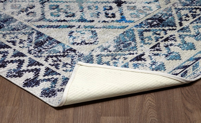 SPARX MEDALLION BLUE WASHABLE RUG PPL-C1484
