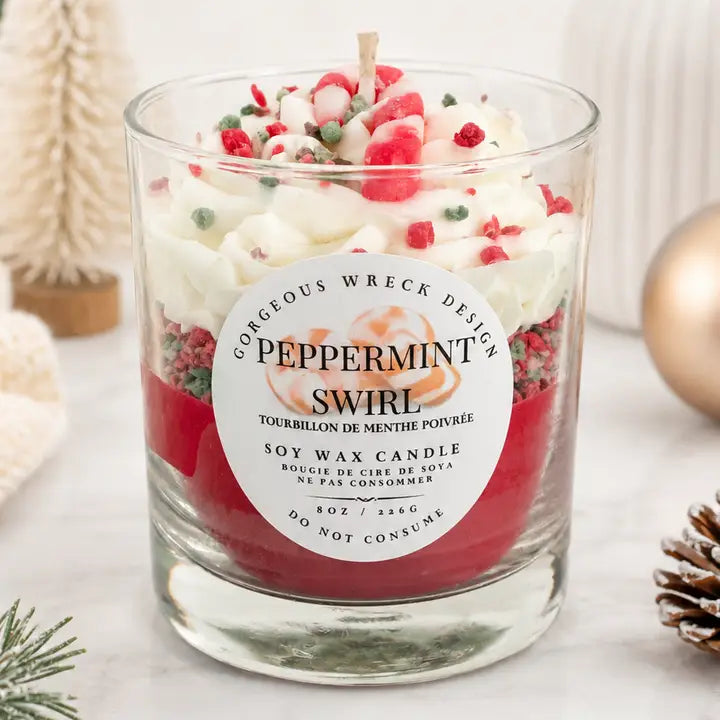 PEPPERMINT SWIRL DESSERT CANDLE