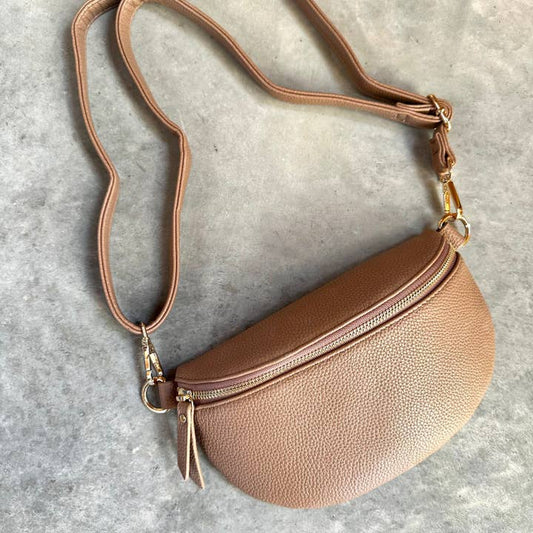 TAN CROSSBODY BAG - VEGAN LEATHER
