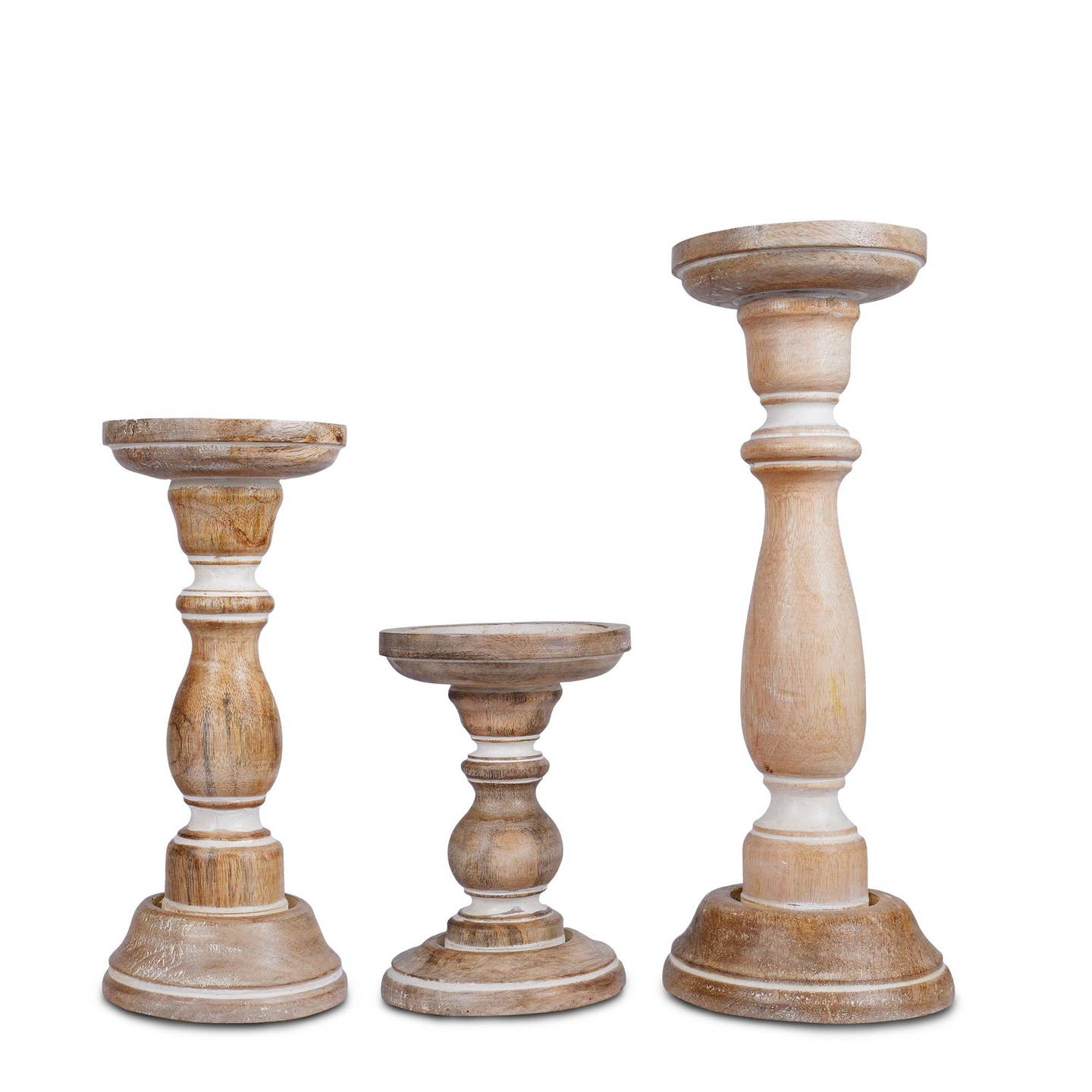 HANDCRAFTED WHITEWASH CANDLE HOLDER