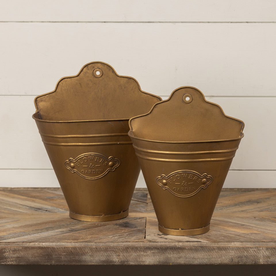 AGED BRASS FLOWER POT