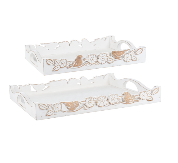 WHITEWASHED BIRD TRAYS