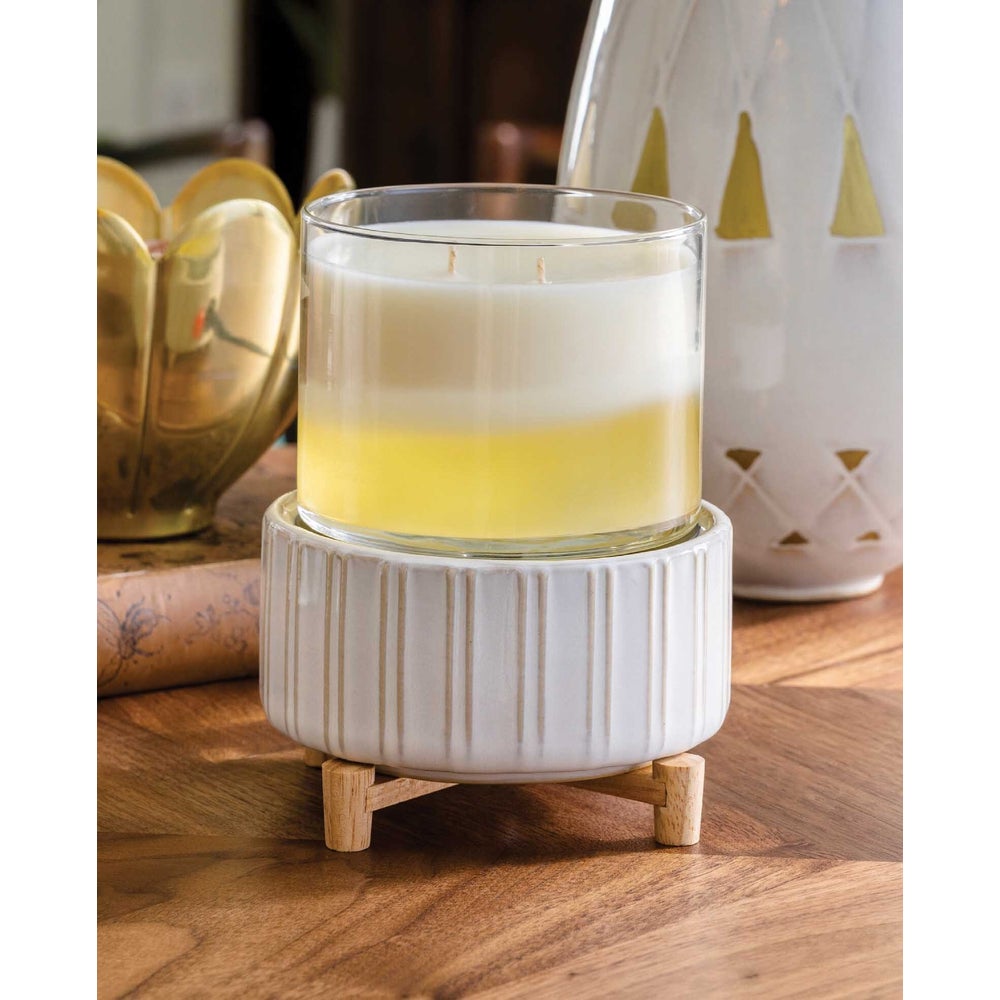 CERAMIC & WOOD CANDLE WARMER