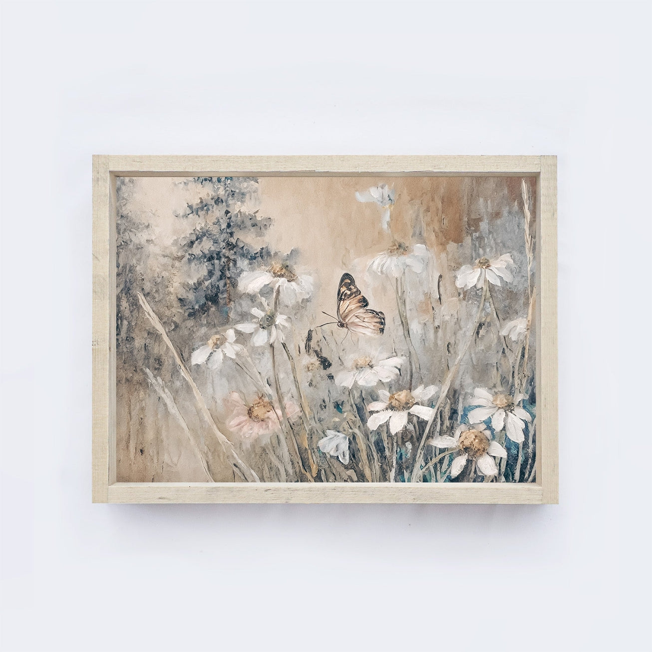 BUTTERFLY & WILDFLOWER WOOD FRAMED ART