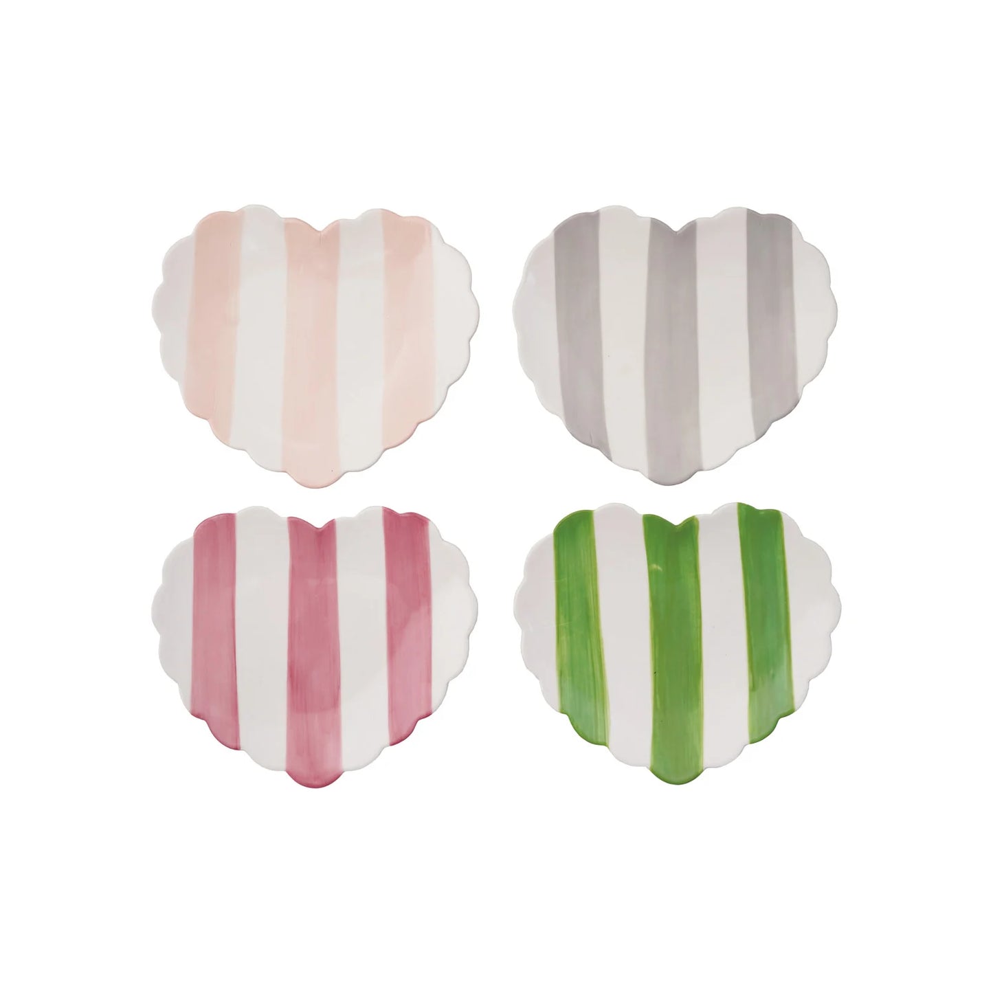 HAND PAINTED STRIPED HEART DISH