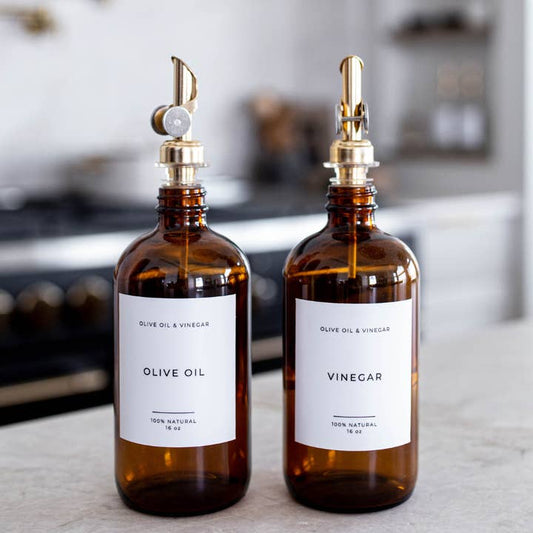 AMBER REFILLABLE BOTTLES - OLIVE OIL & VINEGAR