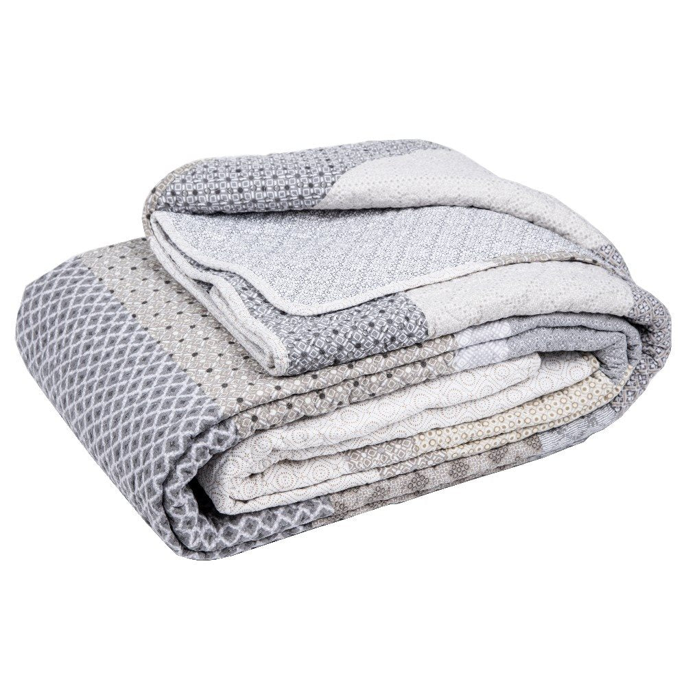 EVAN GREY AND TAUPE QUILT