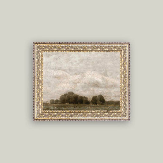 TREE & CLOUD FRAMED ANTIQUE ART