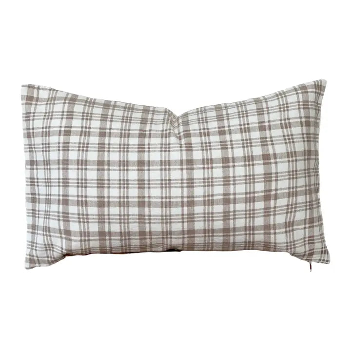 BROWN PLAID LUMBAR PILLOW