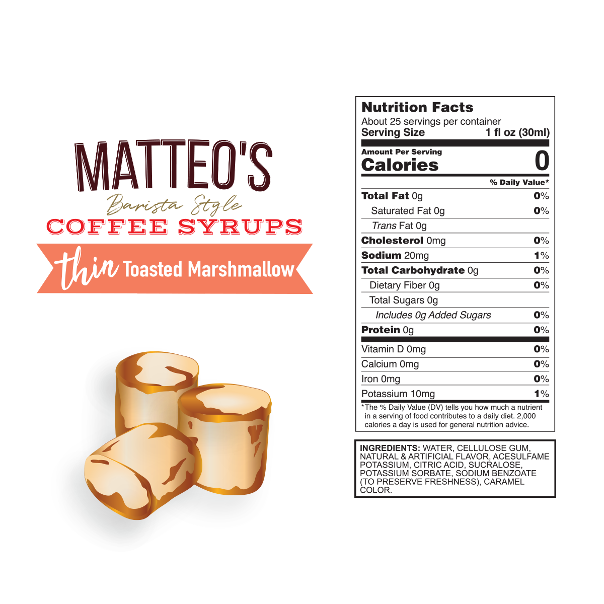 TOASTED MARSHMELLOW SUGAR FREE COFFEE SYRUP
