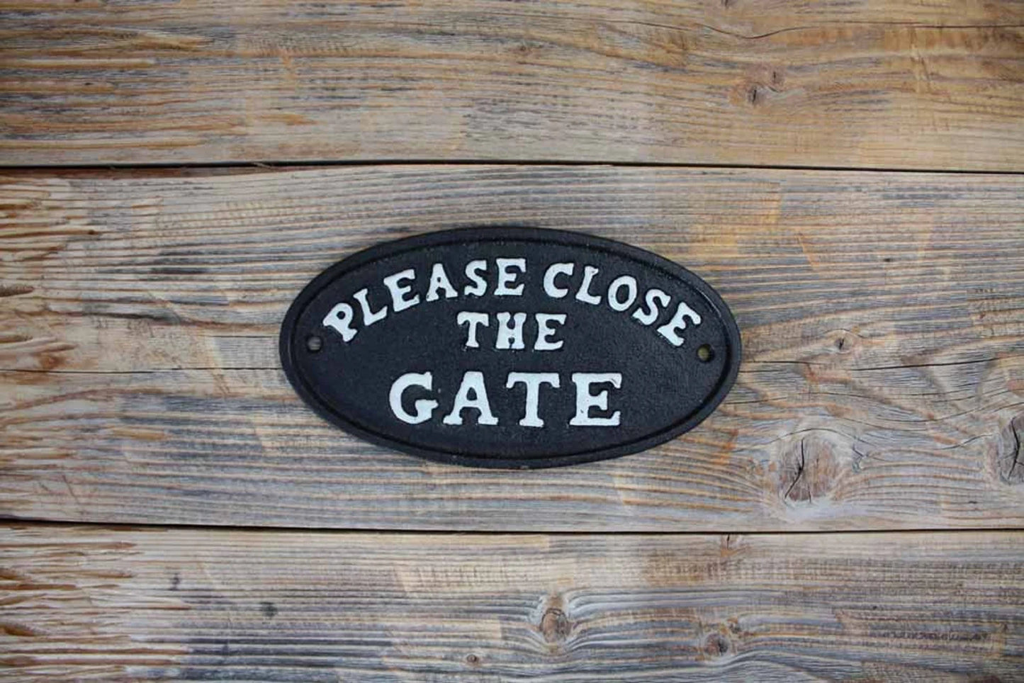 PLEASE CLOSE THE GATE CAST IRON SIGN