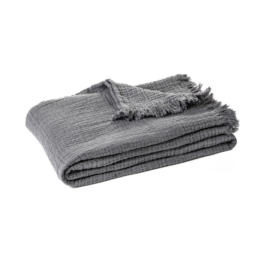 CHARCOAL GREY COTTON MUSLIN THROW