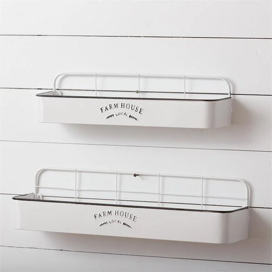 WHITE METAL SHELVES