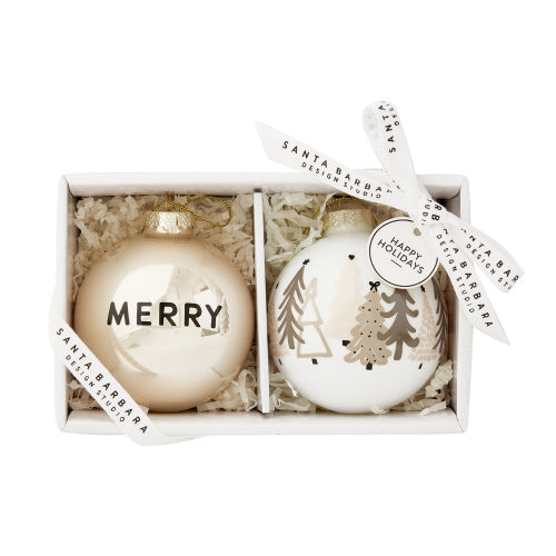 GLASS ORNAMENT SET/2